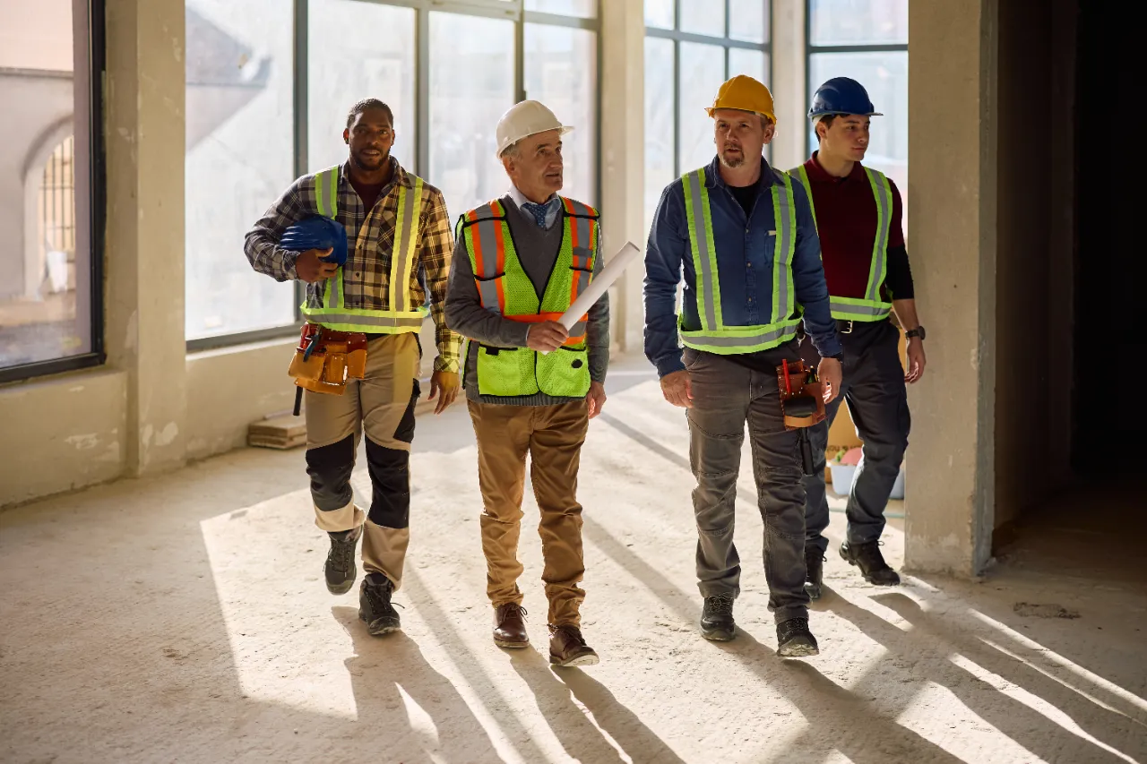 General contractor reviewing renovation plans with a New York homeowner